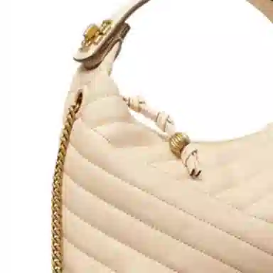 Tory Burch Kira Quilted Crescent Bag White