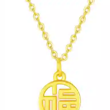 佐卡伊 小福牌 足金 项链 女款 金色