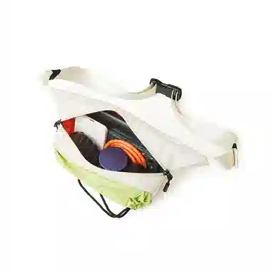 波斯丹顿 单肩包撞色斜挎包骑行挎包学生背包胸包腰包 小号 织物 男款 米白配绿