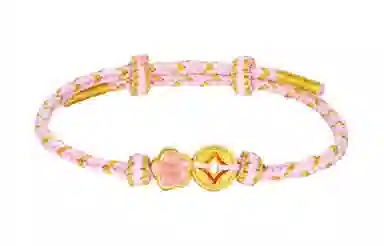 周大生 桃花设计 黄金 珐琅 手链 女款 金色