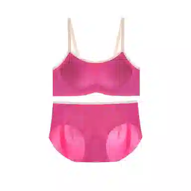 内在密码 撞色多巴胺无痕内衣女粉色固定杯垫收副乳防下垂小胸聚拢显大胸罩套装