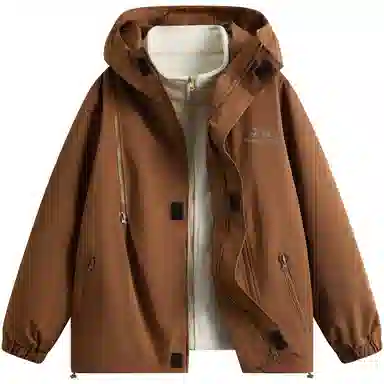 帕丁顿熊 复古高街废土机能风连帽三合一可拆卸内胆防风冲锋夹克外套 男女同款