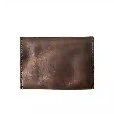 后步 设计简约复古小巧 超薄休闲日常个性 牛皮 零钱包 男女同款情侣款 咖啡色