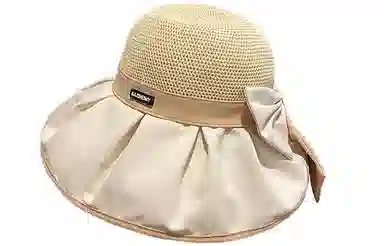 优幽兰 时尚百搭简约大头围显脸小黑胶防紫外线旅行高颜值甜美小清新大帽檐 聚酯纤维 沙滩帽遮阳帽渔夫帽 女款