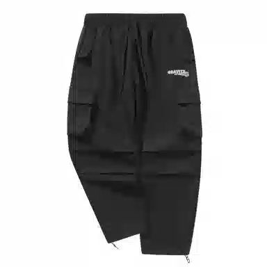 三体 纯色字母印花基础款宽松工装大口袋抽绳直筒休闲裤 男女同款