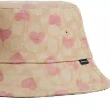 COACH Pattern Print Bucket Hat Beige