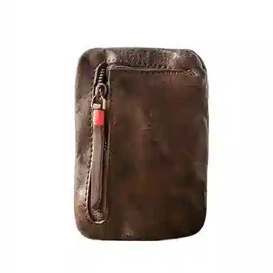 后步 简约复古小巧超薄休闲百搭日常通勤 头层牛皮 零钱包 男女同款情侣款 多色