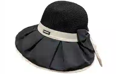 优幽兰 时尚百搭简约大头围显脸小黑胶防紫外线旅行高颜值甜美小清新大帽檐 聚酯纤维 沙滩帽遮阳帽渔夫帽 女款