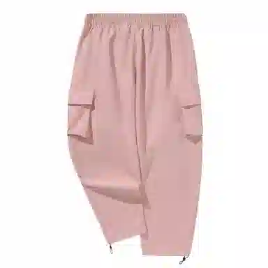 三体 纯色字母印花基础款宽松工装大口袋抽绳直筒休闲裤 男女同款