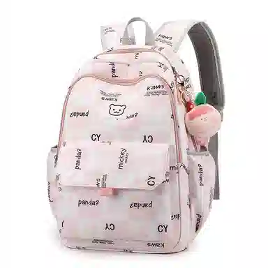 行途 书包初中生卡通印花大容量背包高中生大学生 双肩包 女款 尼龙布 多色