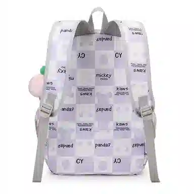 行途 书包初中生卡通印花大容量背包高中生大学生 双肩包 女款 尼龙布 多色