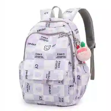 行途 书包初中生卡通印花大容量背包高中生大学生 双肩包 女款 尼龙布 多色