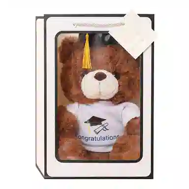 巴巴泥 可爱博士熊毕业熊 玩偶 毛绒公仔