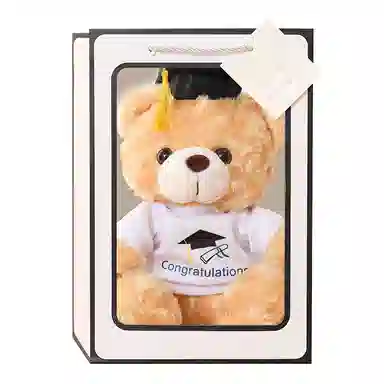 巴巴泥 可爱博士熊毕业熊 玩偶 毛绒公仔