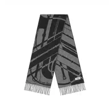 Hermes Tassel Logo Scarf Black