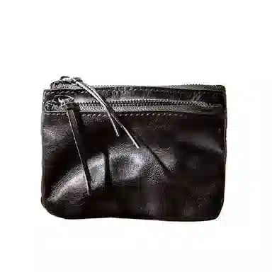 后步 小众不撞款设计复古简约小巧休闲通勤日常 头层植鞣牛皮真皮 零钱卡包 小号 男女同款情侣款 棕色、咖啡、黄色、黑色、墨绿