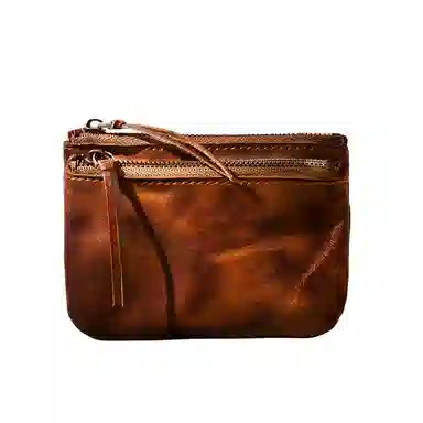 后步 小众不撞款设计复古简约小巧休闲通勤日常 头层植鞣牛皮真皮 零钱卡包 小号 男女同款情侣款 棕色、咖啡、黄色、黑色、墨绿