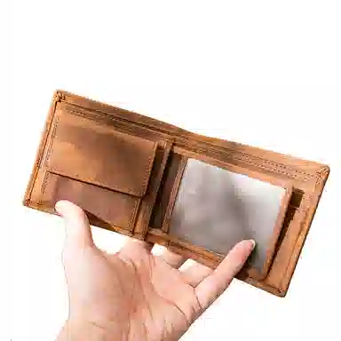 后步 原创小众不撞款设计简约复古休闲百搭通勤日常个性 头层牛皮真皮 卡包钱包 男女同款情侣款 棕色、咖啡