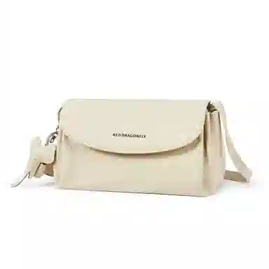 红蜻蜓 时尚真皮小众百搭通勤 牛皮 单肩包 女款 米白色/杏色/黑色