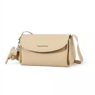 红蜻蜓 时尚真皮小众百搭通勤 牛皮 单肩包 女款 米白色/杏色/黑色