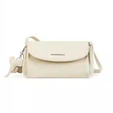 红蜻蜓 时尚真皮小众百搭通勤 牛皮 单肩包 女款 米白色/杏色/黑色