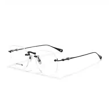 【联系客服可配度数】 佐川 超轻无框眼镜防蓝光简约  复古方框斯文禁欲无边框 纯钛 不规则形 光学镜架 男女同款情侣款 礼盒装