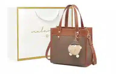 纳兰杜 小众时尚女包复古潮流气质百搭款品牌包包高级质感秋冬气质优雅手提包托特包斜挎包单肩包 牛皮 中号 女款 大象灰配棕