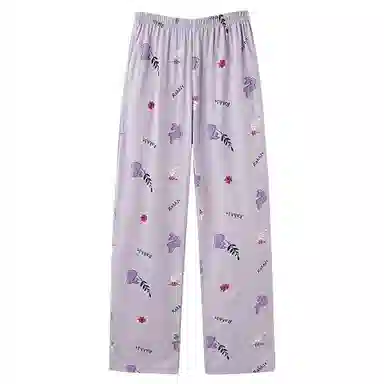 欧迪芬 可爱动物印花图案舒适透气中腰睡裤 女款 紫色