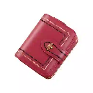 班亚奴 时尚短款精致时尚零多功能实用防盗刷 牛皮 钱包卡包 常规 女款 酒红色/黑色/绿色