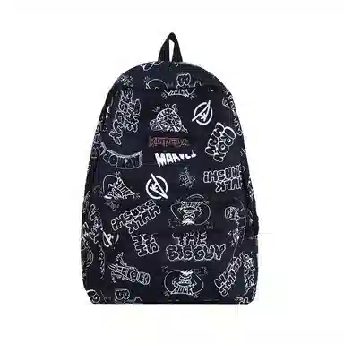 草丛喵喵喵 潮流休闲大容量可爱涂鸦双肩包 情侣男女同款 背包高中大学生尼龙书包 常规 宇航员图案/字母图案/小熊图案