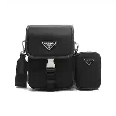Prada Re-Nylon Triangle Logo Crossbody Bag Black