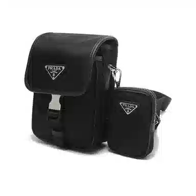Prada Re-Nylon Triangle Logo Crossbody Bag Black