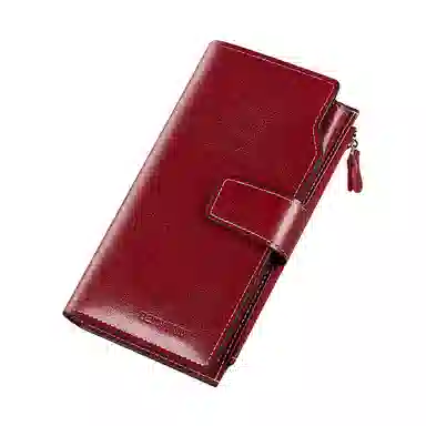 班亚奴 时尚简约精致小众设计感长款 牛皮 钱包 常规 女款 酒红色/黄色/黑色/蓝色/棕色