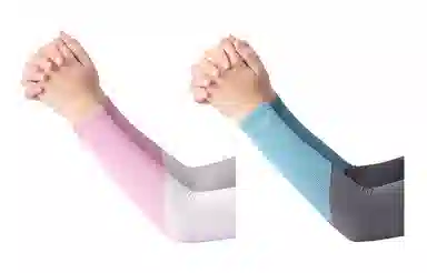 白卷 夏季防紫外线遮阳拼色直筒冰丝 防晒袖 男女同款情侣款