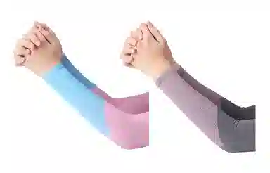 白卷 夏季防紫外线遮阳拼色直筒冰丝 防晒袖 男女同款情侣款