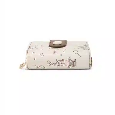 稻草人 原创设计印花高级感 牛皮 钱夹卡包零钱包 常规 女款 棕色/浅绿/浅黄色