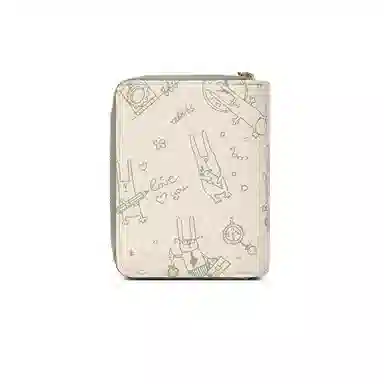 稻草人 原创设计印花高级感 牛皮 钱夹卡包零钱包 常规 女款 棕色/浅绿/浅黄色