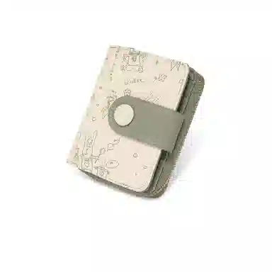 稻草人 原创设计印花高级感 牛皮 钱夹卡包零钱包 常规 女款 棕色/浅绿/浅黄色