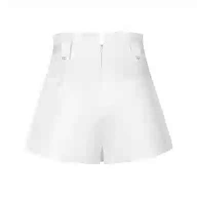Three Quarters Pleated A-Line Shorts White