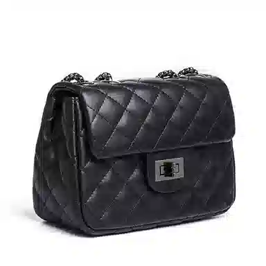 老人头 时尚简约设计 二层牛皮 单肩包 女款 黑色