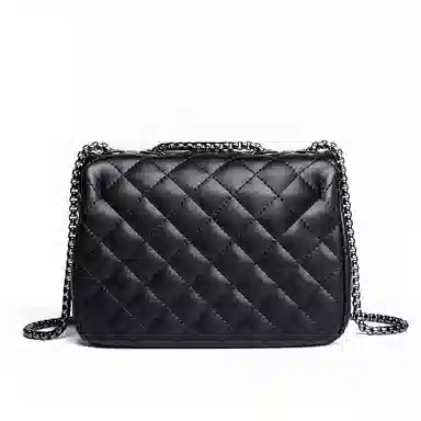 老人头 时尚简约设计 二层牛皮 单肩包 女款 黑色