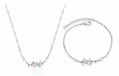 牧言 甜美可爱少女系简约小众设计高级感 镂空花朵微笑弧度水滴拼接百搭手饰 合金 樱花手链 女款