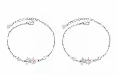 牧言 甜美可爱少女系简约小众设计高级感 镂空花朵微笑弧度水滴拼接百搭手饰 合金 樱花手链 女款