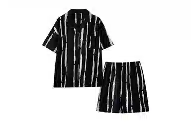 橡柠派 韩版极简条纹睡衣套装 女款 高级黑