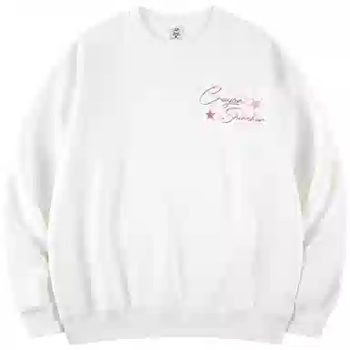 蜡笔小新 卡通线稿小新星星签名字母印花休闲宽松套头圆领卫衣 男女同款