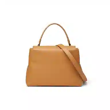 红蜻蜓 经典复古高级感小众设计金扣 牛皮 手提包单肩斜挎包包 常规 女款 浅棕色