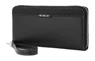 稻草人 商务简约高质感荔枝纹  多卡位大钞位长款 牛皮革 钱包手拿包 常规 男款 黑色