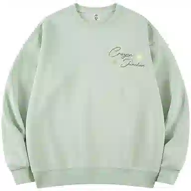 蜡笔小新 卡通线稿小新星星签名字母印花休闲宽松套头圆领卫衣 男女同款