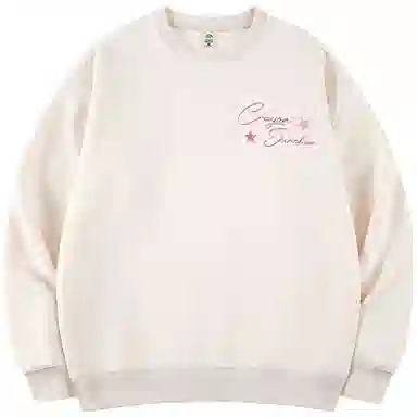 蜡笔小新 卡通线稿小新星星签名字母印花休闲宽松套头圆领卫衣 男女同款