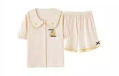 橡柠派 休闲纯色简约短袖短裤睡衣套装 女款 活力橙